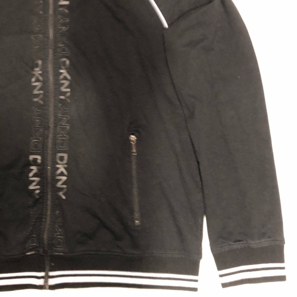 DKNY Full Zip Track Jacket Mens Size Large Black and White - Picture 3 of 10